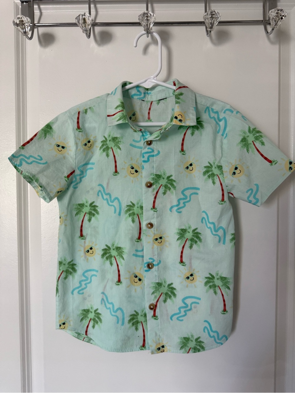 Boys Tropical Print Button-Up Shirt in half sleeves •4T